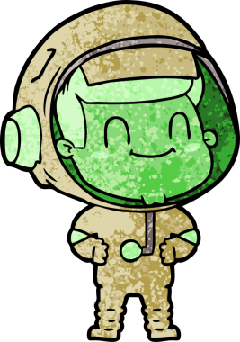 Bir insan tarafından çizilmiş mutlu astronot.