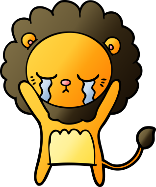 Bir insan tarafından çizilmiş ağlayan çizgi film aslanı.