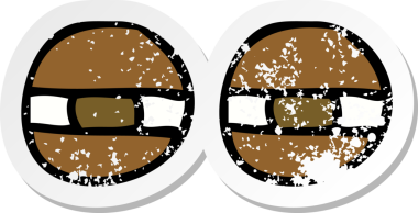 Bir insan tarafından çizilmiş karikatür gözünün gerilimli çıkartması.