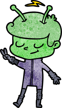 Bir insan tarafından çizilmiş dost canlısı çizgi film uzay adamı.