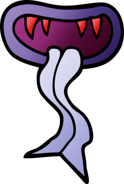 Bir insan tarafından çizilmiş karalama canavarı ağzı.