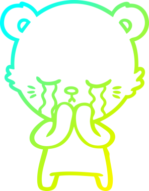 Bir insan tarafından çizilmiş ağlayan çizgi film ayısının soğuk gradyan çizgisi.