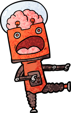 Bir insan tarafından çizilmiş çizgi film robotu