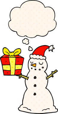 Kardan adam çizgi roman tarzında bir insan tarafından çizilmiş düşünce baloncuğuyla karşınızda.