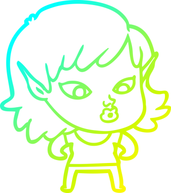 Bir insan tarafından çizilmiş güzel bir elf kızı çizimi.