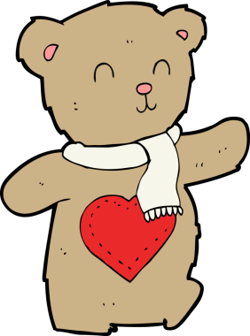 Bir insan tarafından çizilmiş aşk dolu bir oyuncak ayı.