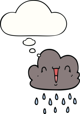 Bir insan tarafından çizilmiş düşünce baloncuklu karikatür fırtına bulutu