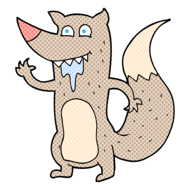 Bir insan tarafından çizilmiş serbest çizim, aç kurt.