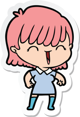 Bir insan tarafından çizilmiş bir karikatür kadının çıkartması.