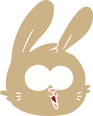 Bir insan tarafından çizilmiş düz renkli tavşan yüzü.