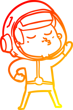 Bir insan tarafından çizilmiş kendinden emin bir astronotun sıcak çizgi çizimi