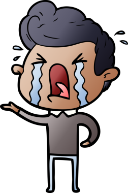 Bir insan tarafından çizilmiş ağlayan bir karikatür.