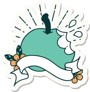 Bir insan tarafından çizilmiş ısırık elma dövmesi stili.