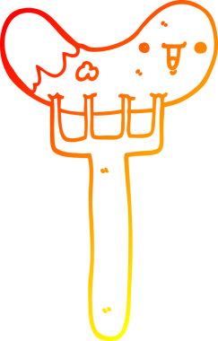 Bir insan tarafından çizilmiş bir sosis ve çatalın sıcak gradyan çizimi