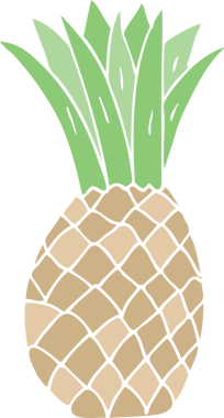 Bir insan tarafından çizilmiş düz renkli çizgi film ananası