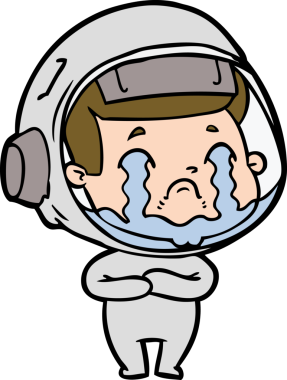 Bir insan tarafından çizilmiş ağlayan astronot çizgi filmi.