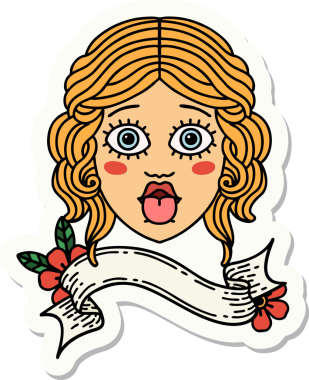 Dövme stili çıkartma. Bir insan tarafından çizilmiş bir dil.