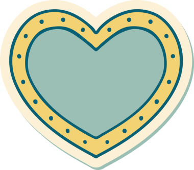 Bir insan tarafından çizilmiş geleneksel bir kalp şeklinde dövme çıkartması.