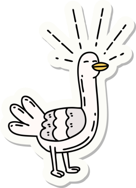 Bir insan tarafından çizilmiş dövme stili bir deniz kuşu çıkartması.