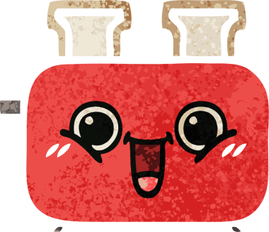 Bir insan tarafından çizilmiş bir tost makinesinin retro çizim stili karikatürü