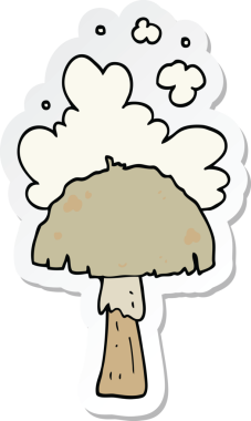 Bir insan tarafından çizilmiş spor bulutlu bir mantar çıkartması.