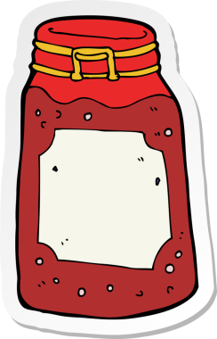 Bir insan tarafından çizilmiş reçel kavanozunun etiketi.