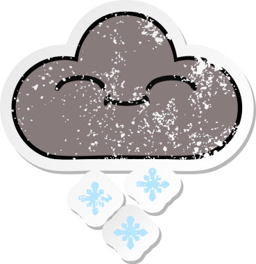 Bir insan tarafından çizilmiş tatlı mutlu kar bulutunun sıkıntılı çıkartması.