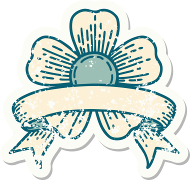 Bir insan tarafından çizilmiş çiçeğin bayrağını taşıyan eski bir etiket.