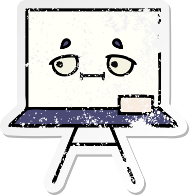 Bir insan tarafından çizilmiş beyaz bir karikatür çıkartması.