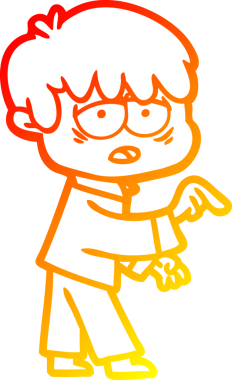 Bir insan tarafından çizilmiş, bitkin bir çocuğun sıcak çizgi çizimi.