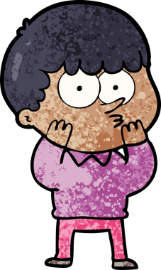 Bir insan tarafından çizilmiş meraklı bir çocuk.