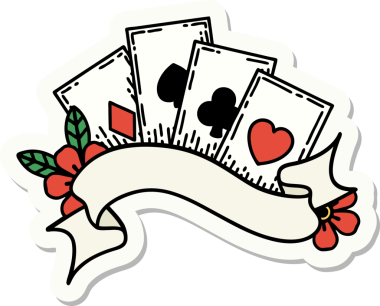 Geleneksel kart stili ve bir insan tarafından çizilmiş dövme çıkartması.