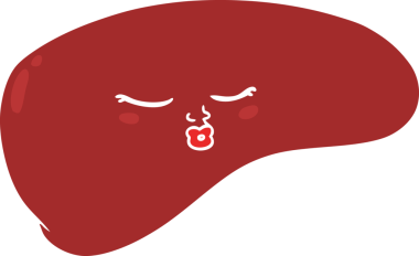 Bir insan tarafından çizilmiş düz renkli karaciğer.