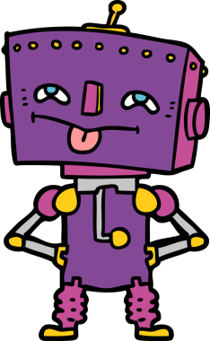 Bir insan tarafından çizilmiş çizgi film robotu