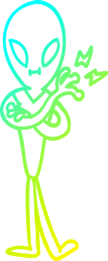 Bir insan tarafından çizilen çizgi film uzaylısının soğuk gradyan çizgisi