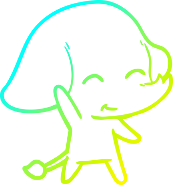 Bir insan tarafından çizilmiş şirin bir filin soğuk gradyan çizgisi