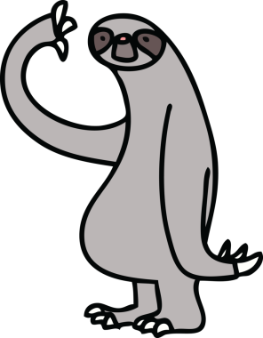 Bir insan tarafından çizilmiş garip bir çizgi film tembel hayvanı.