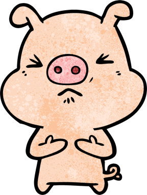 Bir insan tarafından çizilmiş kızgın domuz çizgi filmi.