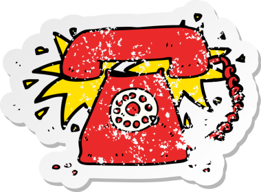 Bir insan tarafından çizilmiş telefon karikatürünün gerilimli retro yapıştırması