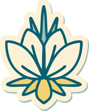 Bir insan tarafından çizilmiş geleneksel su zambağı stili dövmesi.