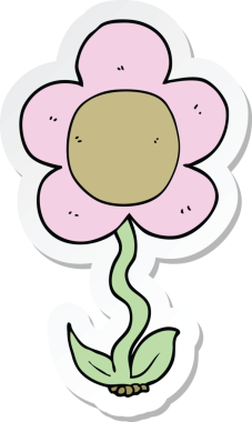 Bir insan tarafından çizilmiş karikatür çiçeğinin çıkartması.