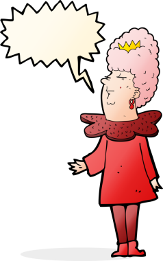 Bir insan tarafından çizilmiş konuşma balonu olan çizgi film kraliçesi.