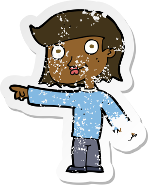 Bir insan tarafından çizilmiş bir çizgi filmin gerilimli çıkartması.