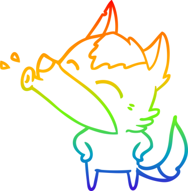 Uluyan bir kurt çizgi filminin gökkuşağı gradyanı insan tarafından çizilmiş.