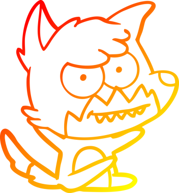 Bir insan tarafından çizilmiş sırıtan bir tilkinin sıcak çizgi çizimi