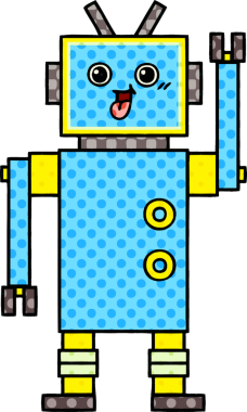 bir insan tarafından çizilmiş bir robotun çizgi roman tarzı