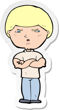 Bir insan tarafından çizilmiş huysuz bir adamın çıkartması.