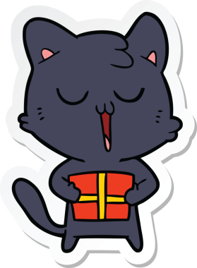 Bir insan tarafından çizilmiş bir çizgi film kedisinin çıkartması.