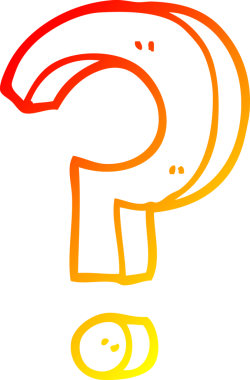 Bir insan tarafından çizilmiş bir çizgi film soru işaretinin sıcak gradyan çizgisi