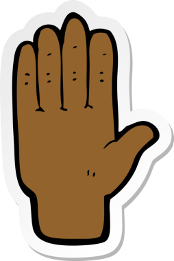 Bir insan tarafından çizilmiş bir karikatür elin çıkartması.